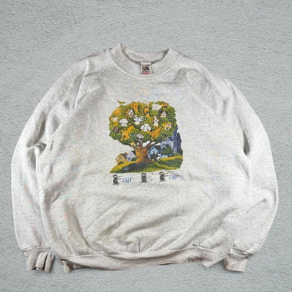 90s Fruit of the Loom gray cotton & polyester crewneck sweatshirt